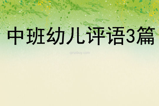 中班幼兒評語3篇