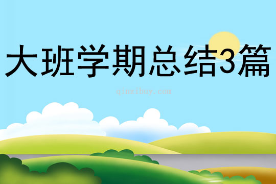 大班學期總結3篇