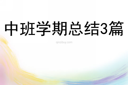中班學期總結3篇