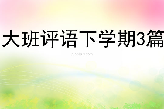 大班評語下學期3篇