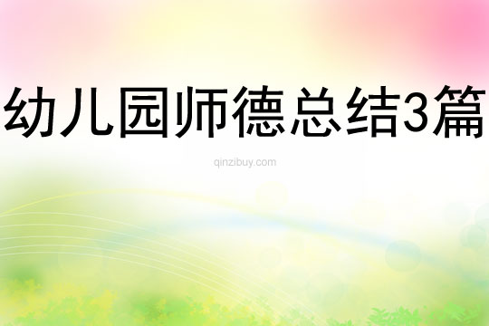 幼兒園師德總結3篇