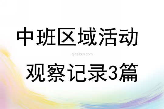 中班區域活動觀察記錄3篇
