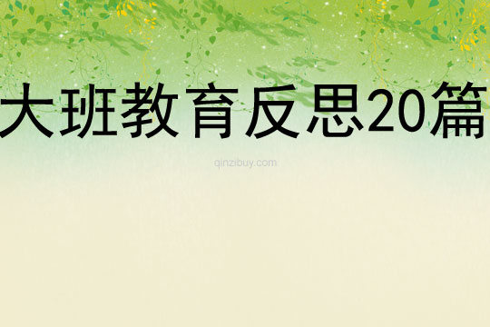 大班教育反思20篇