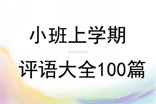 小班上學期評語大全100篇