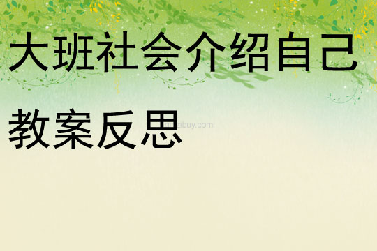 大班社會介紹自己教案反思
