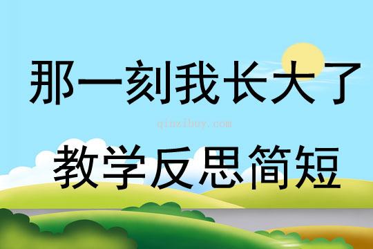 那一刻我長大了教學反思簡短