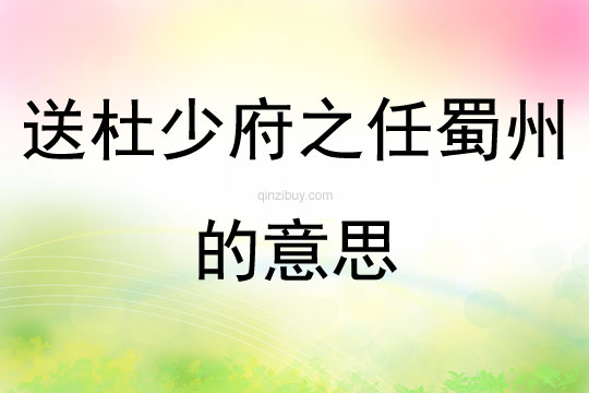 送杜少府之任蜀州的意思