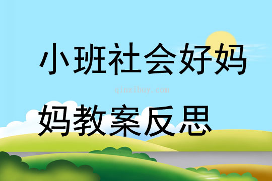 小班社會公開課好媽媽教案反思