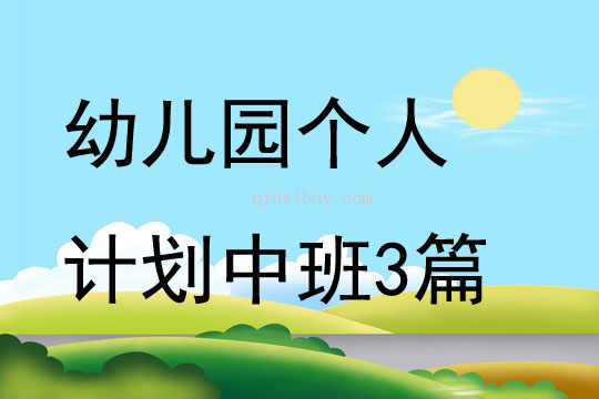 幼兒園個人計劃中班3篇