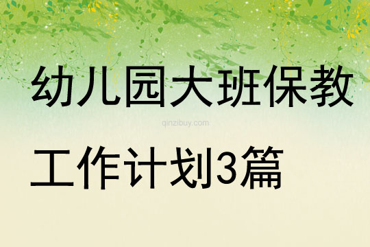 幼兒園大班保教工作計劃3篇