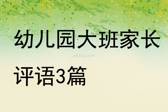 幼兒園大班家長評語3篇