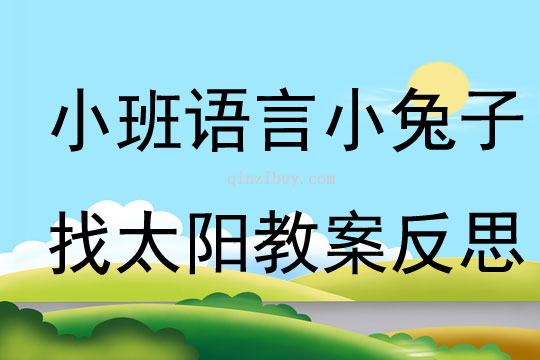 幼兒園小班語言優質課小兔子找太陽教案反思