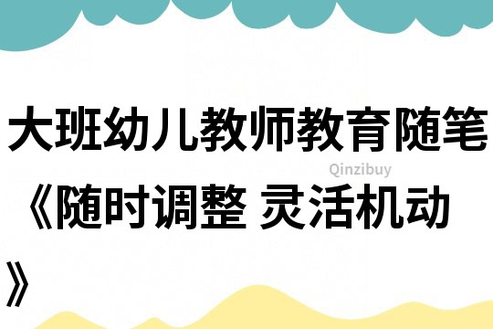 大班幼兒教師教育隨筆《隨時調整 靈活機動》