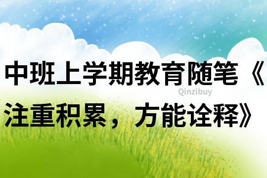 中班上學期教育隨筆《注重積累，方能詮釋》