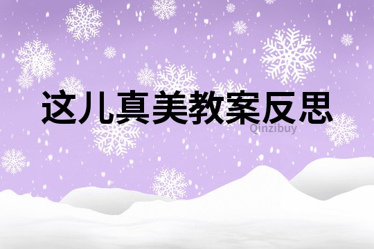 這兒真美教案反思