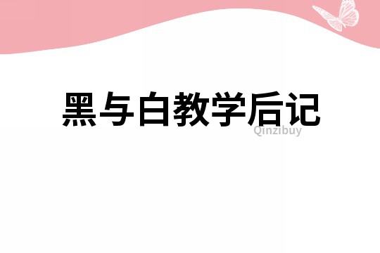 黑與白教學后記