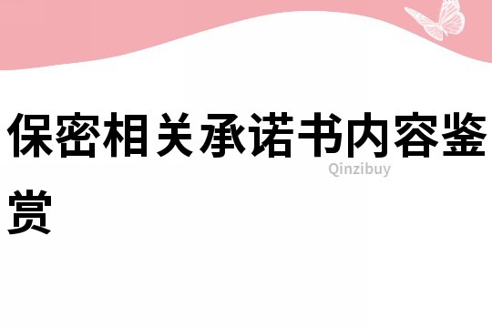 保密相關承諾書內容鑒賞