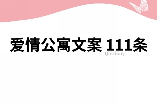 愛情公寓文案	111條