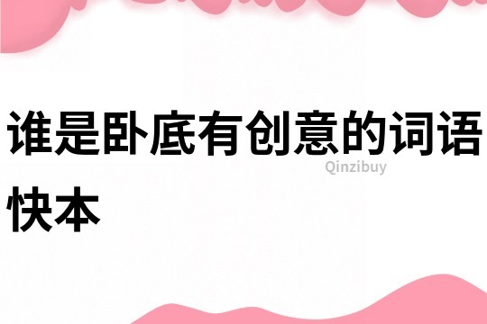 誰是臥底有創(chuàng)意的詞語快本