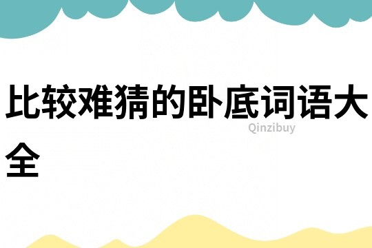 比較難猜的臥底詞語大全