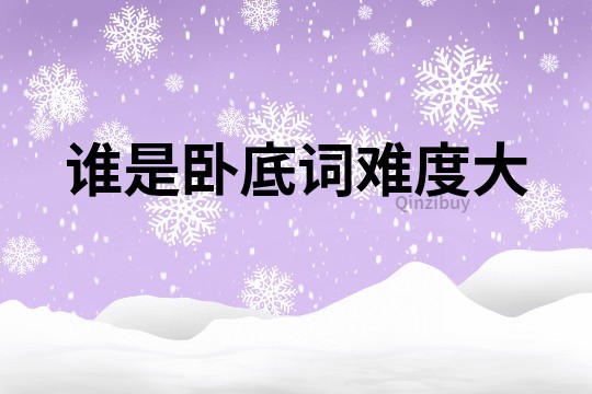 誰是臥底詞難度大