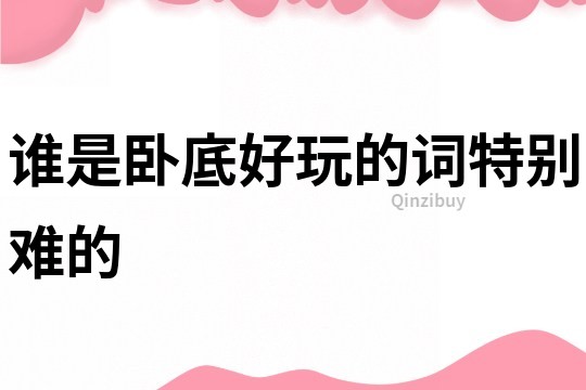 誰是臥底好玩的詞特別難的